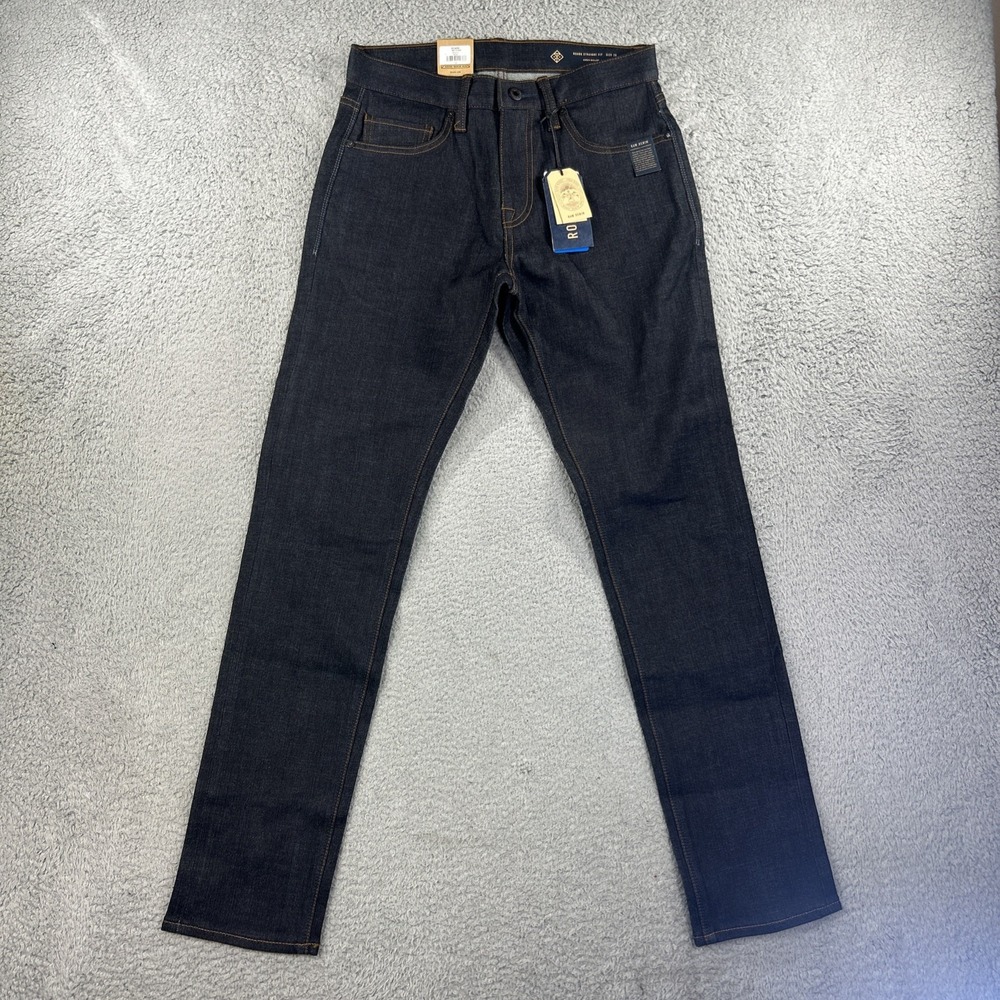 Roark Jeans Mens 28x32 Dark Blue‎ Raw Denim Pants Hwy 128 Straight Stretch NEW